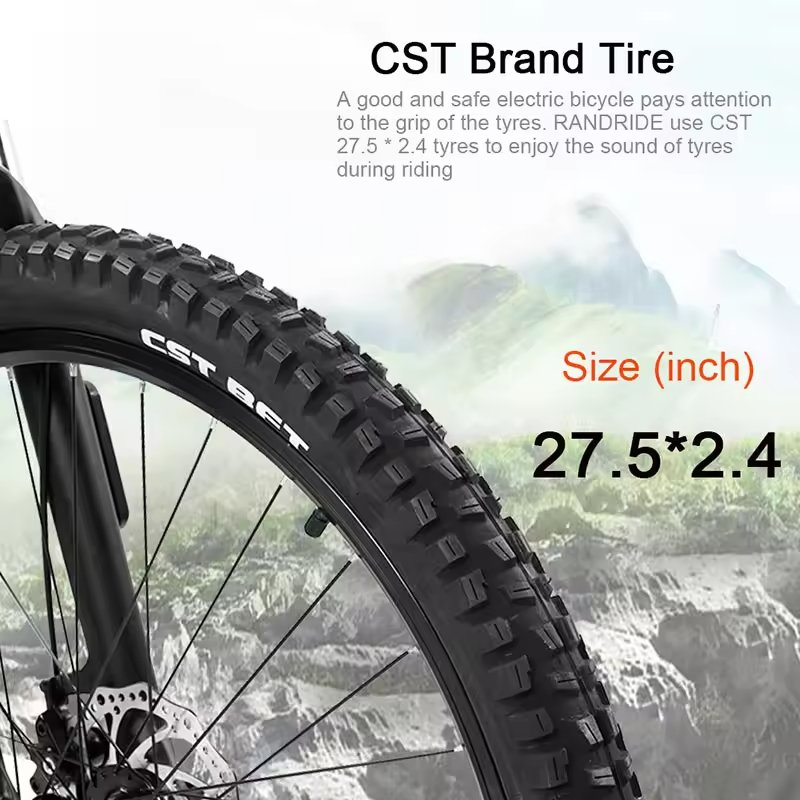RANDRIDE YG90 Electric Mountain Bike 27.5 inch Adult Hydraulic Disc Brake 1000w Electric Bike
