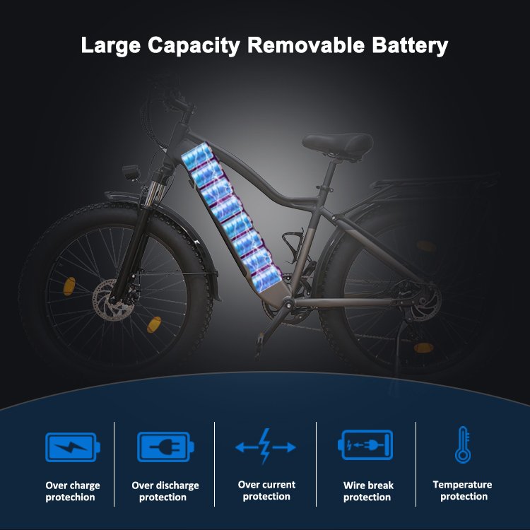750W 48V 15AH Lithium Battery Aluminum Alloy 7 Speed LCD Display Disc Brake MTB eBike E Electric Mountain Bike 26 inch Fat Tire