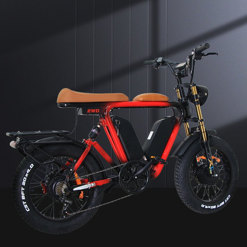 Electric Bike for Sale Advanced red aluminum alloy 20 spoke wheels 7 speed mechanical variable speed mountain electric bike