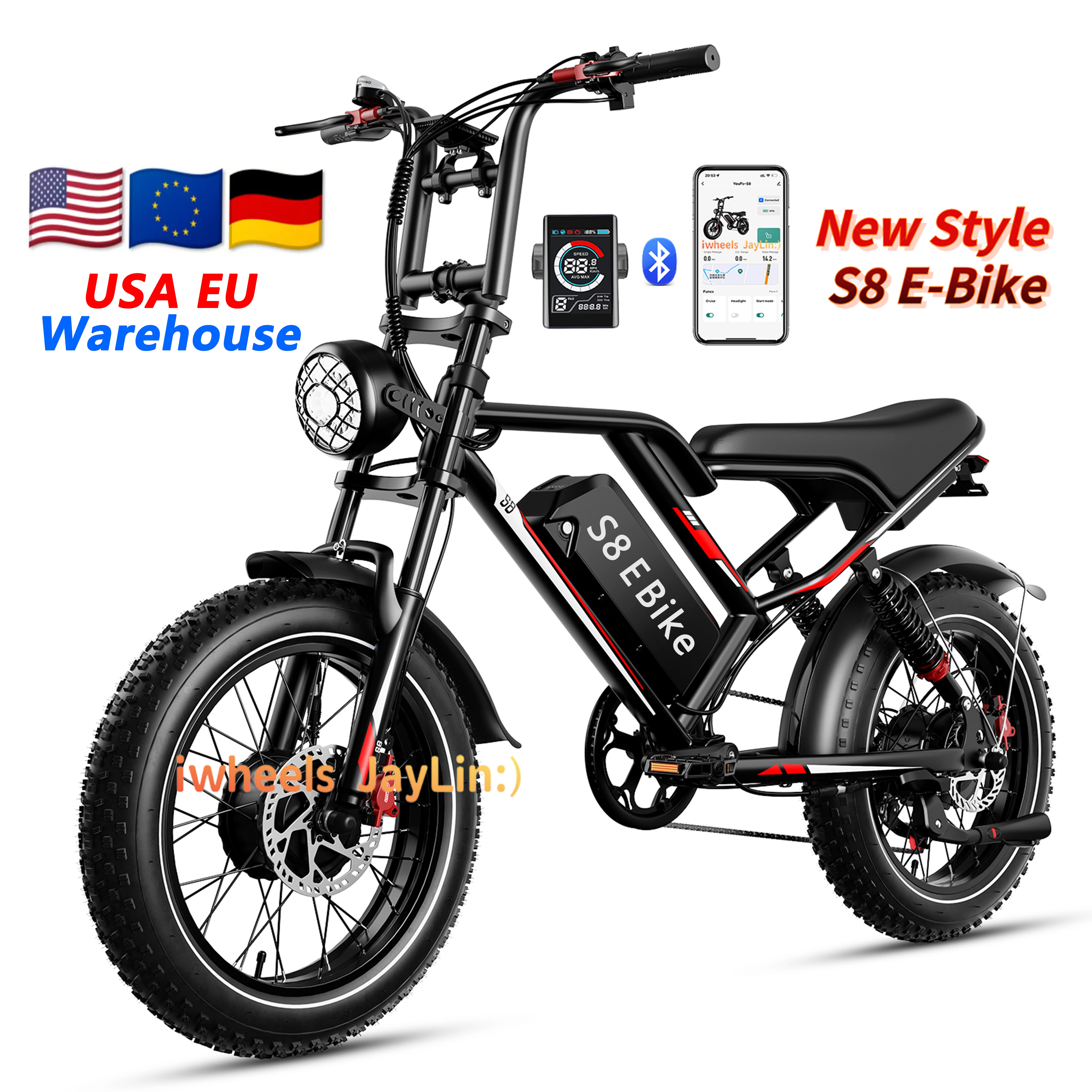 USA EU Warehouse Electric Mountain Bike S8 Europe Electric Bicycle 25KMh Legal Road E-Bike H9 Electrische Fatbike V8Pro Aluminum