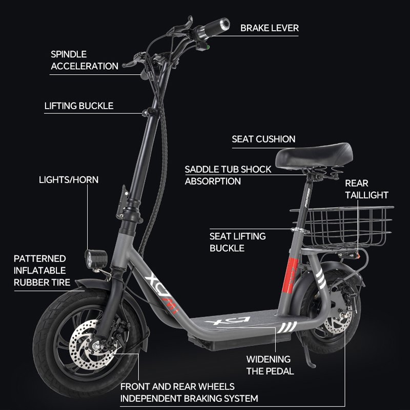2024 NEW Powerful 48V 500W 28Mph Foldable height Adjustable Adult Kids Electric City Bike with Seat Basket