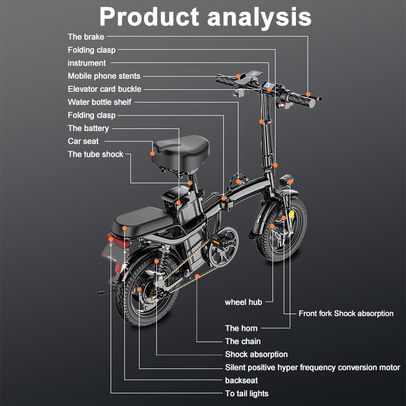 2023 Factory Hot Sale Folding Electric Bicycle 400W 48V 14Inch LCD Display Electric City Bike Electric Bike