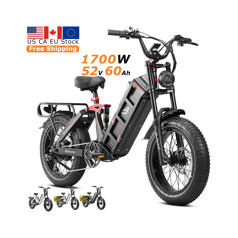 Eahora Juliet 2 [2024 Upgraded]1500W motor 52V/60Ah Removable Battery, 20*4 Tires, 29-34 Miles , Shimano 7-Speed Electric Bike