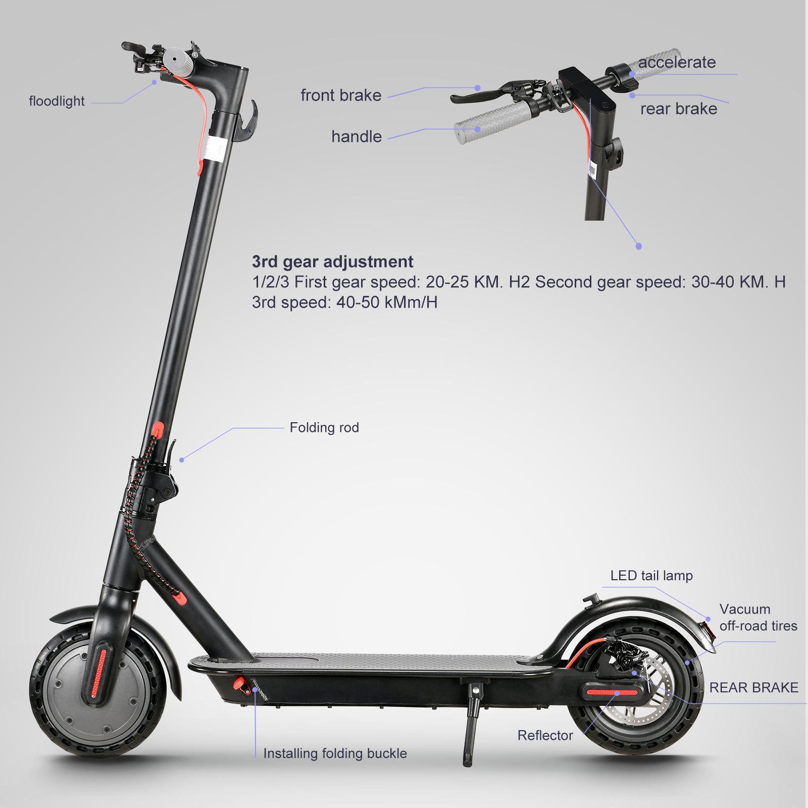 Folding Two Wheel 350w 36v Off Road Electric Scooter Adults Self-balancing Portable Scooter Longer Rang Mobility E Scooters IPX5