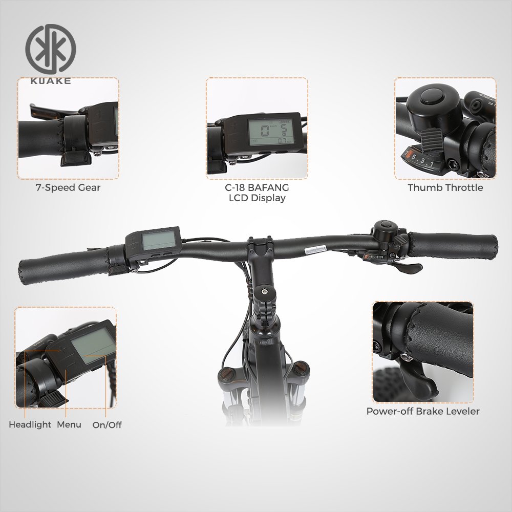 Kuake 27.5 Inch Electric Mountain Bike Aluminum Alloy Frame Fat Tire E Mtb Full Suspension 48v 1000w