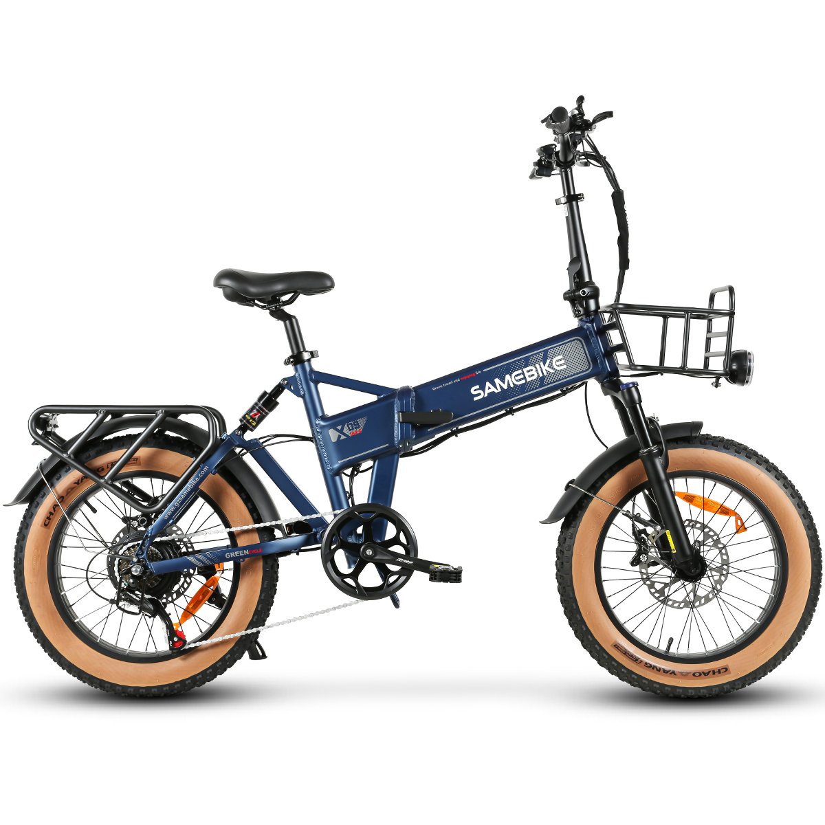 Samebike XWLX09-2 Hybrid Electric Mountain Bike Comfortable Folding Fat Tires 500W Motor Power 48V Frame Battery Steel Material