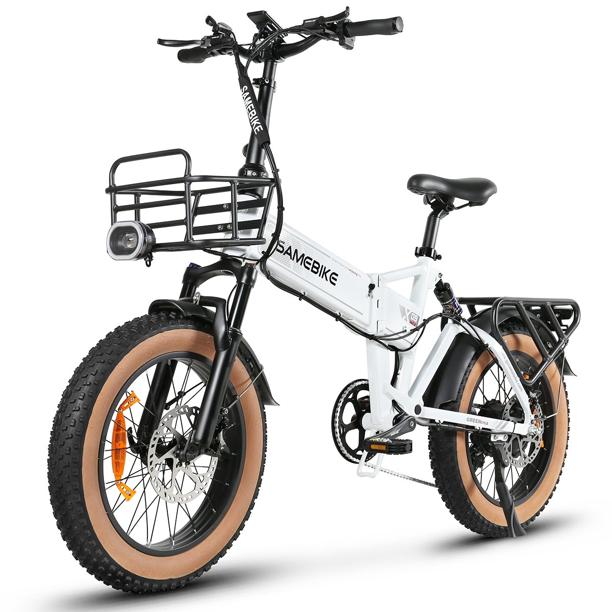 Samebike XWLX09-2 Hybrid Electric Mountain Bike Comfortable Folding Fat Tires 500W Motor Power 48V Frame Battery Steel Material