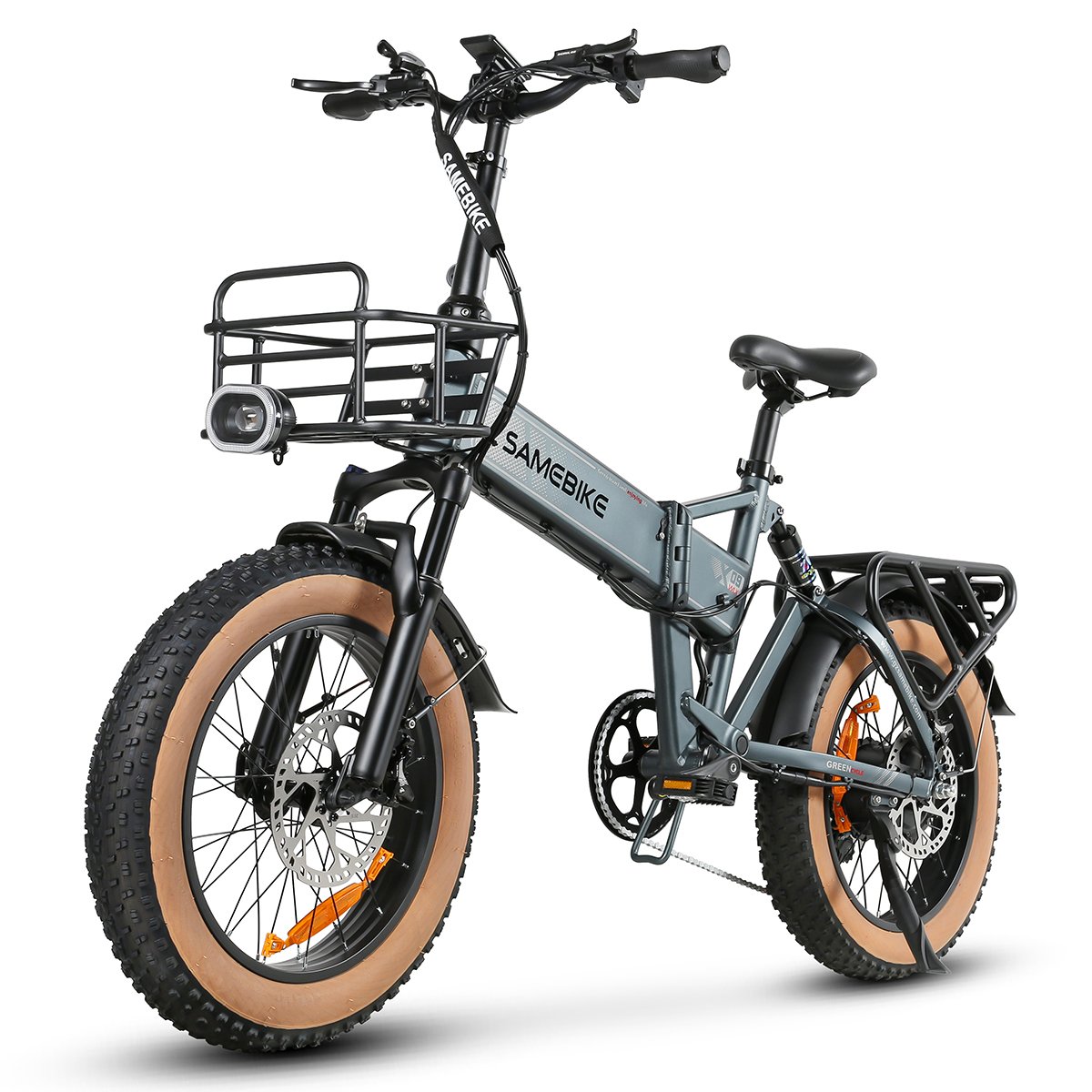 Samebike XWLX09-2 Hybrid Electric Mountain Bike Comfortable Folding Fat Tires 500W Motor Power 48V Frame Battery Steel Material