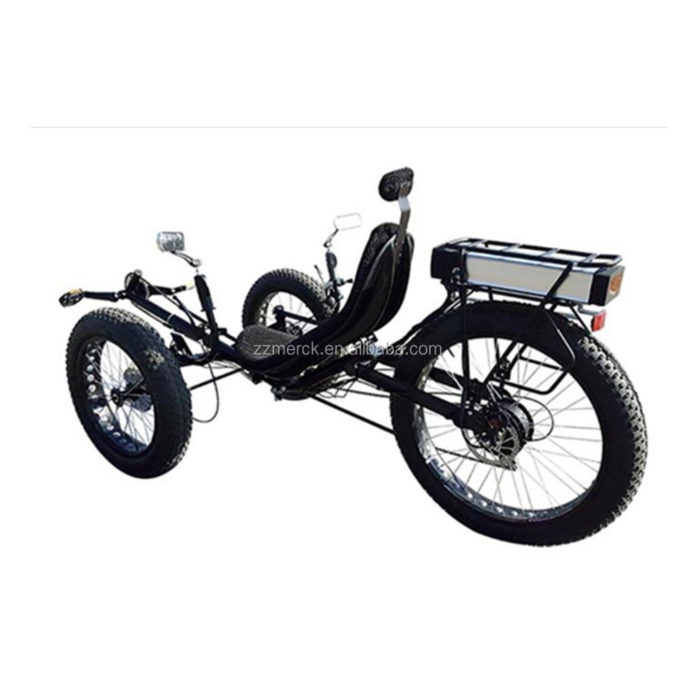 500W Motor Fat Tire Three Wheel Lay Down Bike Electric Recumbent Velo Bike With 48v 20ah Lithium Battery
