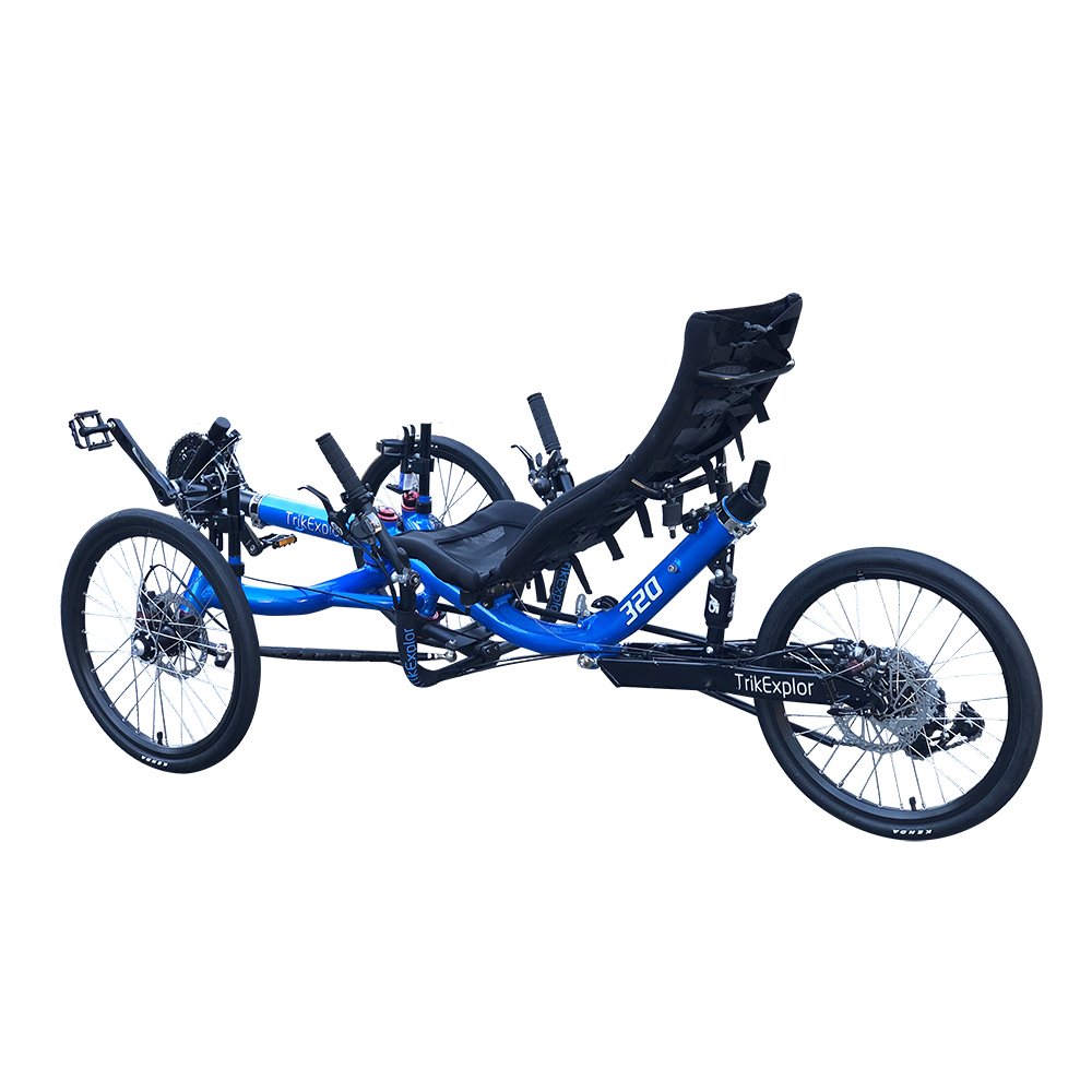 TrikExplor Three Wheel Touring 20 inch Road Bike Alloy Tricycle Recumbent with Rear Suspension