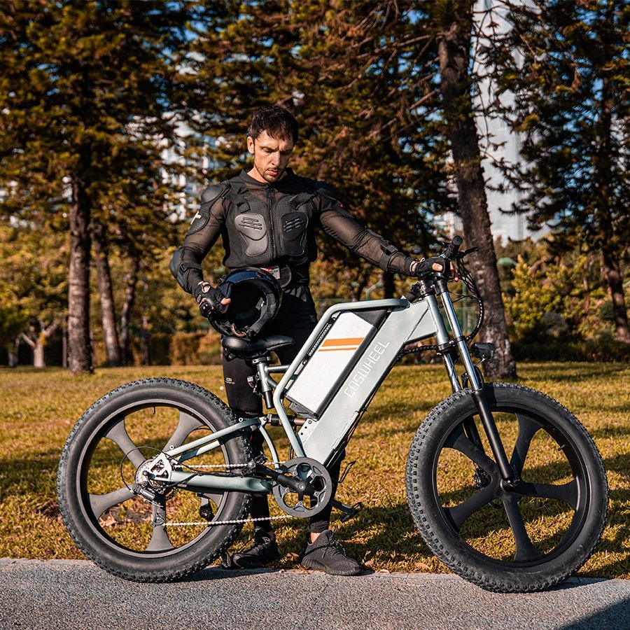 1500W Beach Cruiser Bike 26 inch Cycle For Man Full Suspension Covered Road Hybrid Fat Tire Mountain Dirt City Electric Bicycle