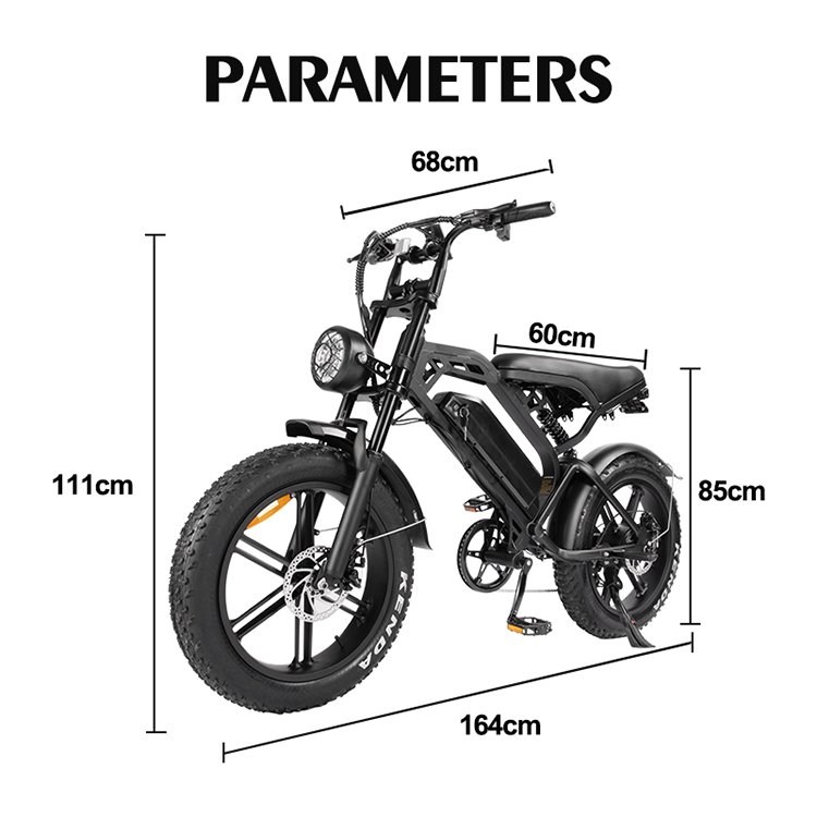 USA EU Stock Original V20 Fat Bike 250W 500W 750W Electric Mountain Bike Adults' Fat Tire Fatbike with 48V 15ah Battery Capacity
