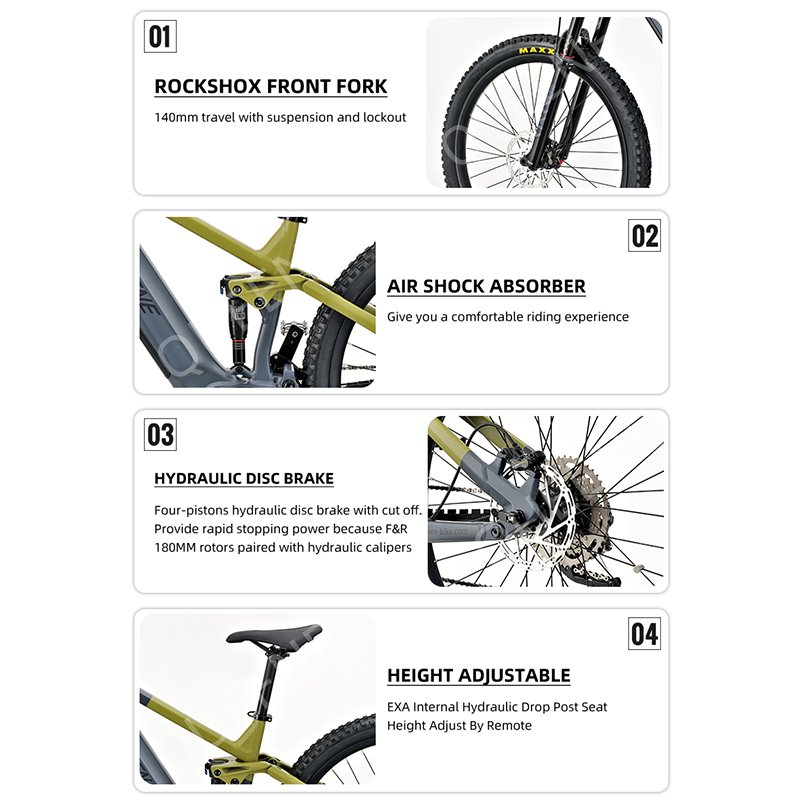 OEM Mountain Style Full Suspension 26 Inch Fat Tire City Adults Bicycle E-bike Mens Electric Bike