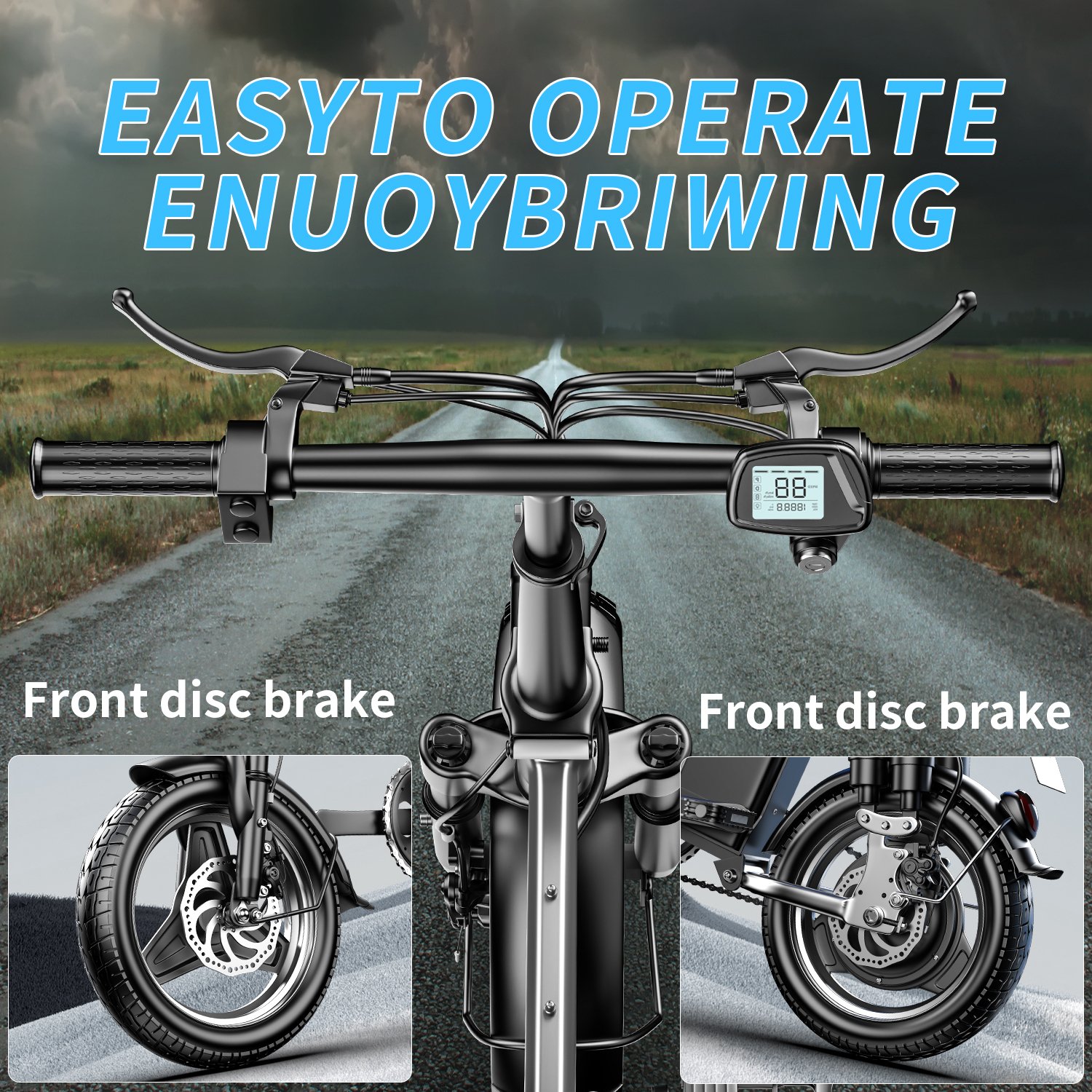 E bike 500W 15AH Folding Electric Bikedouble Shock absorption14 Inch Fat Tire Electric Bike/Moped with Pedal Drop