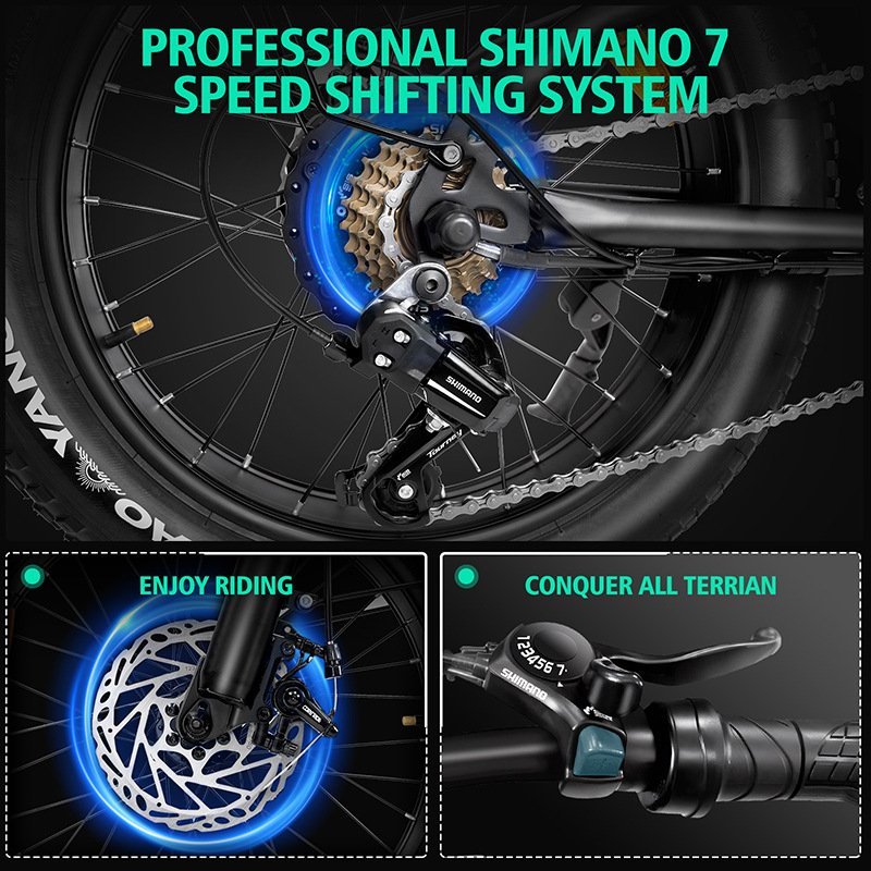 Q8 Electric Bicycle Wide Tire 20 Inch Fat Tire Electric Bike Off-Road Mountain Bike 1000w 48V E-Bike In Stock
