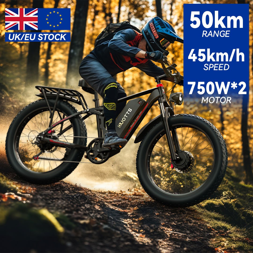 EU Warehouse Duotts S26 ebike 26Inch Fat Tire Electric Snow Bike 48V 750w*2 20AH Mountain Mtb Moped Electric Bike