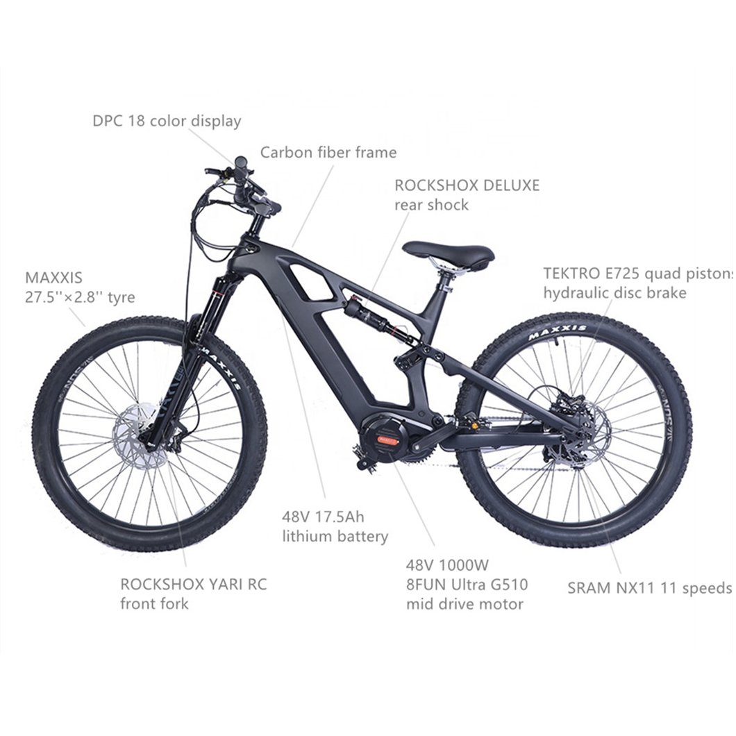 Bafang M620 1000w full suspension enduro frame electric mountain bicycle bike carbon ebike with mid motor
