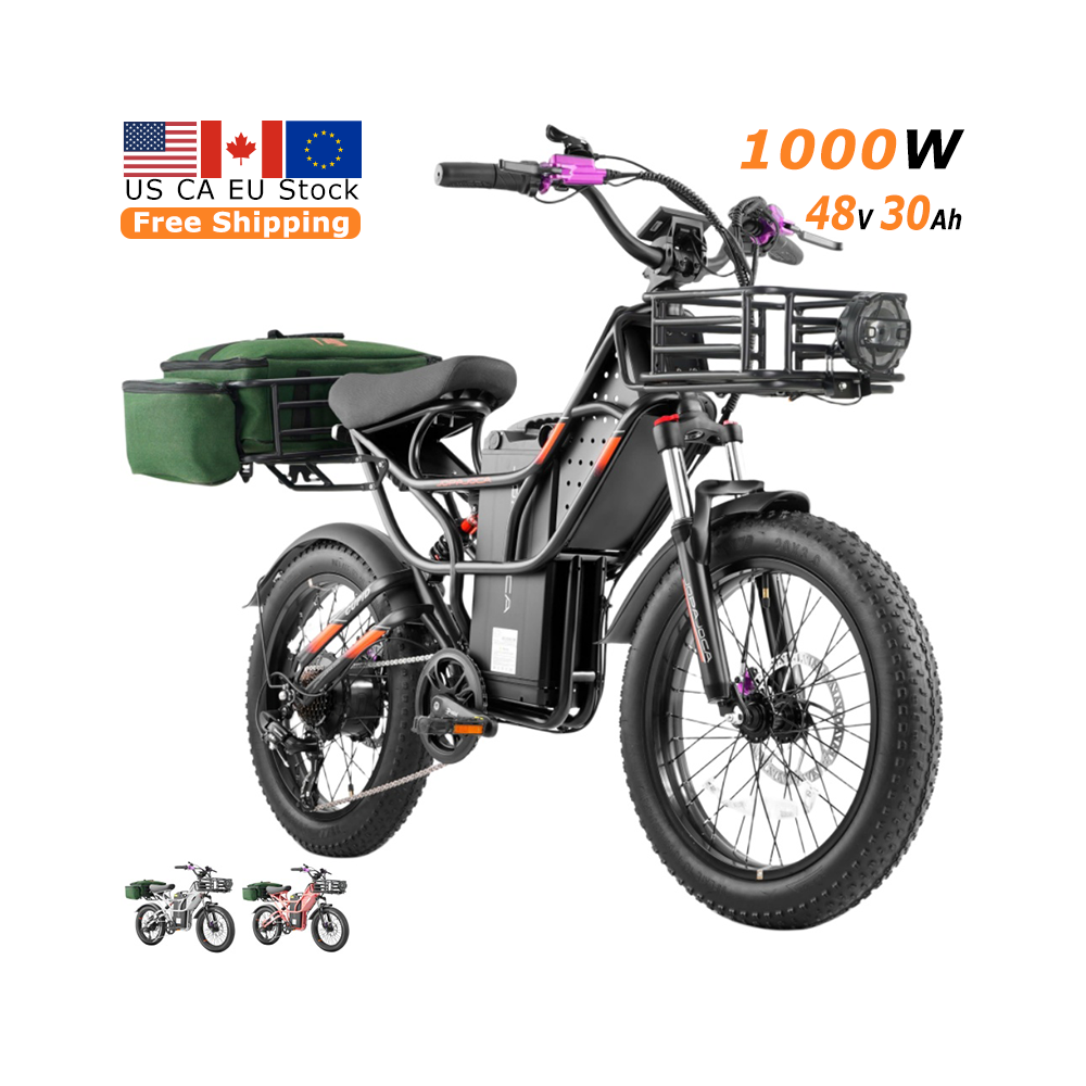 Eahora Cupid (2024 Newest) Electric Bike for Adults, 1000w Motor Ebike, 20" x 3.0 Fat Tire, 85-100Miles, 40-43MPH 7 Speed