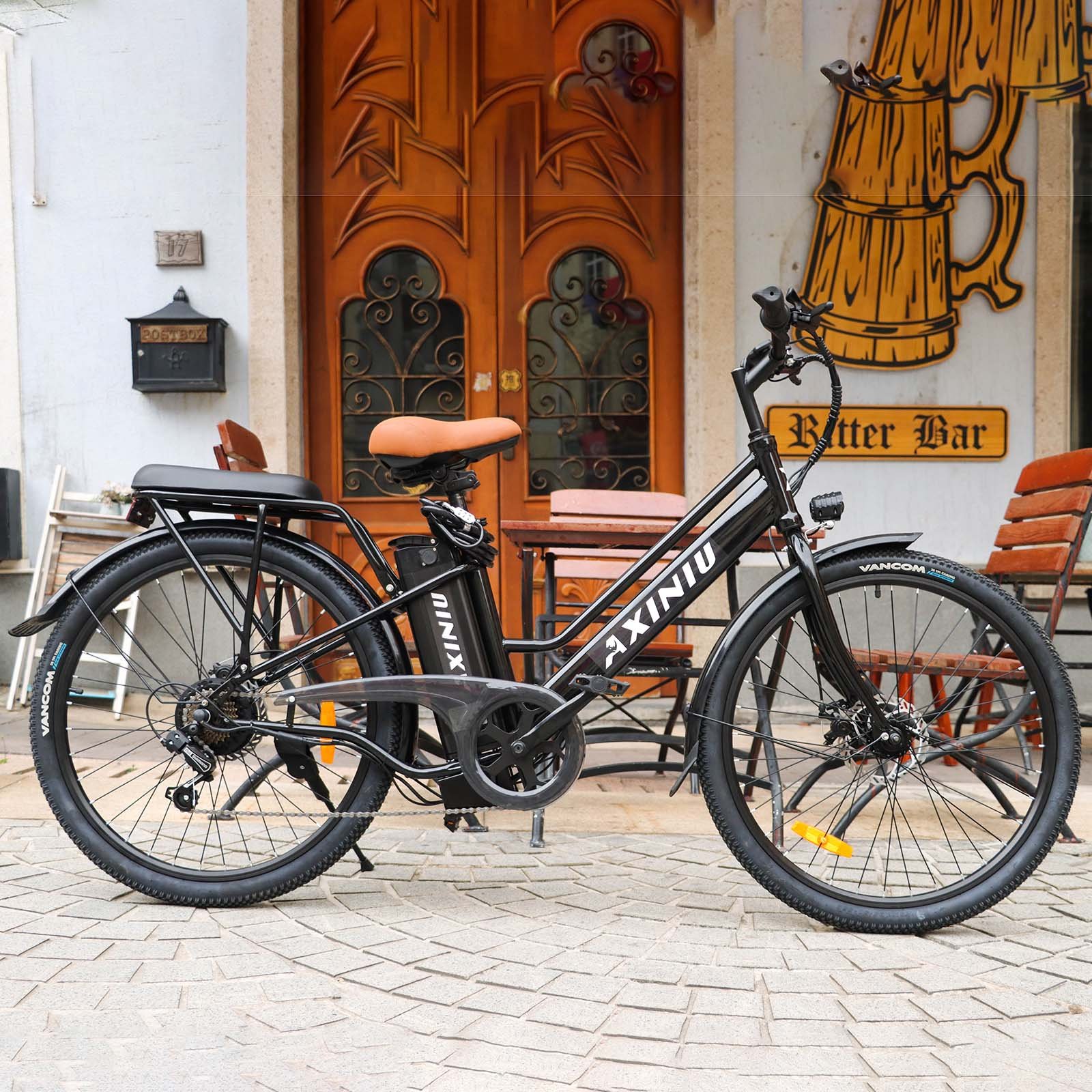26 inch Black women urban step through electric city bike 250W Motor 36v 7.65ah electric bike