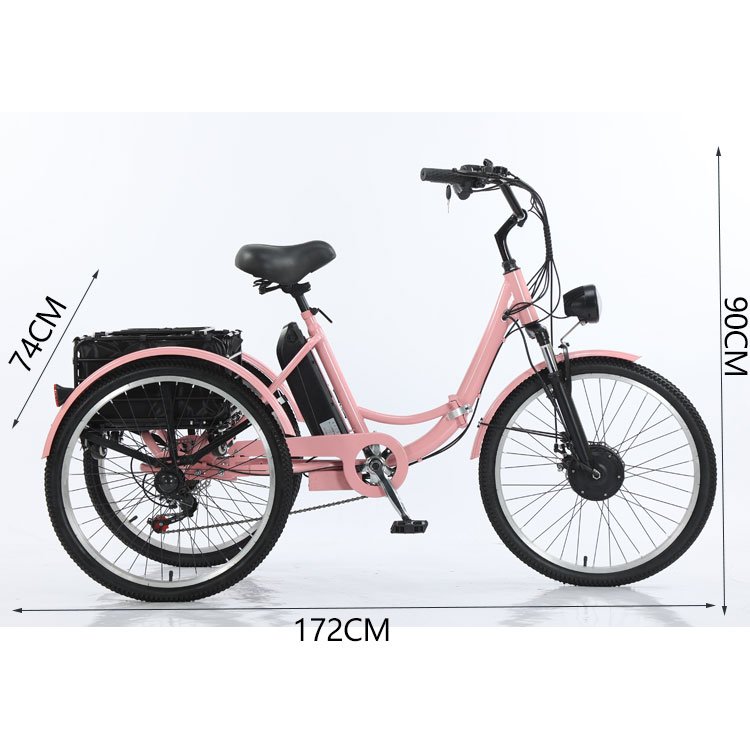 Personalized 24-Inch Pedal Electric Booster Tricycle 36v Smart Sensor Steel Three-Wheeled City Bike with Thin Tire Outlets