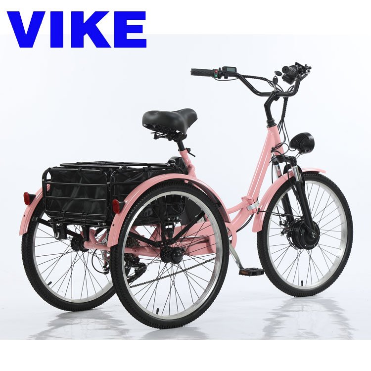 Personalized 24-Inch Pedal Electric Booster Tricycle 36v Smart Sensor Steel Three-Wheeled City Bike with Thin Tire Outlets