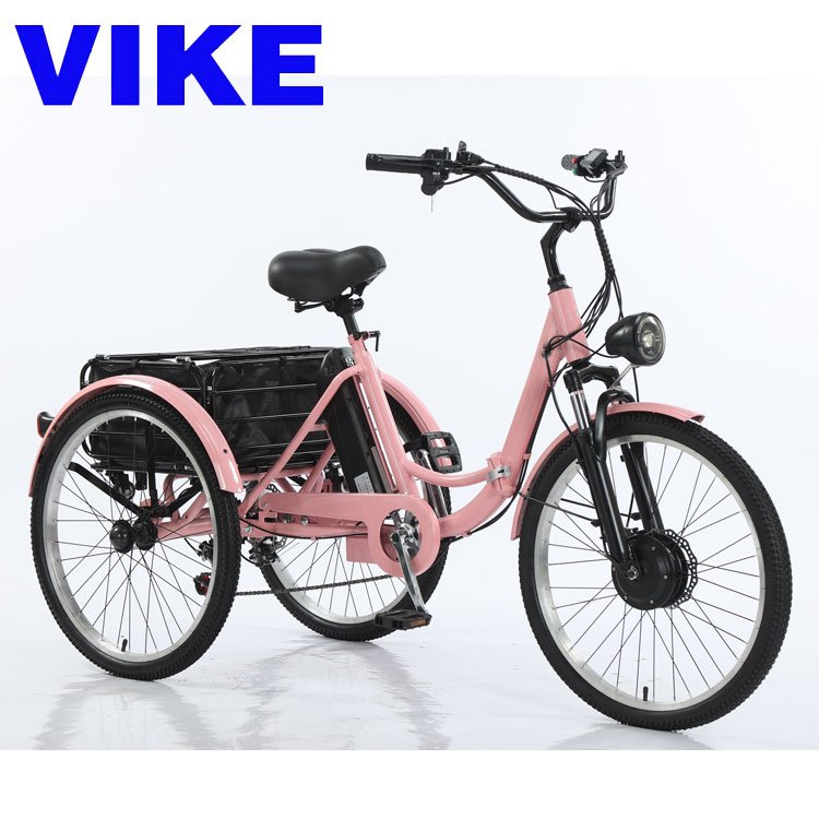 Personalized 24-Inch Pedal Electric Booster Tricycle 36v Smart Sensor Steel Three-Wheeled City Bike with Thin Tire Outlets