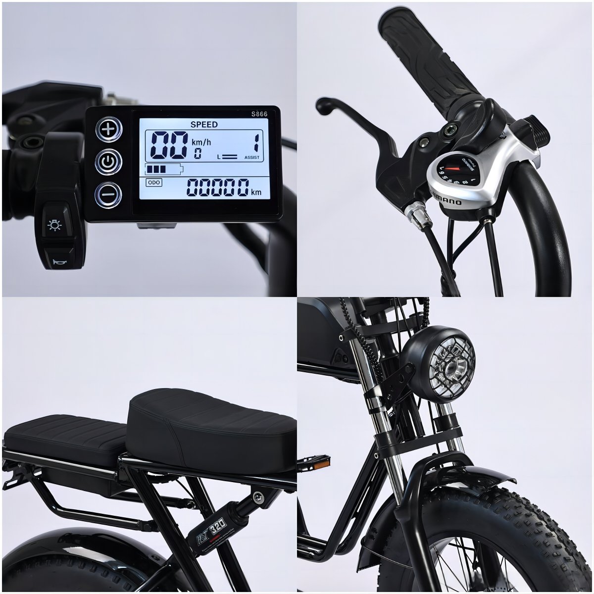 48V Electric Bike with Full Suspension Fat Tire Ebike Scooter Features Mountain Bicycle and Fatbike Combination