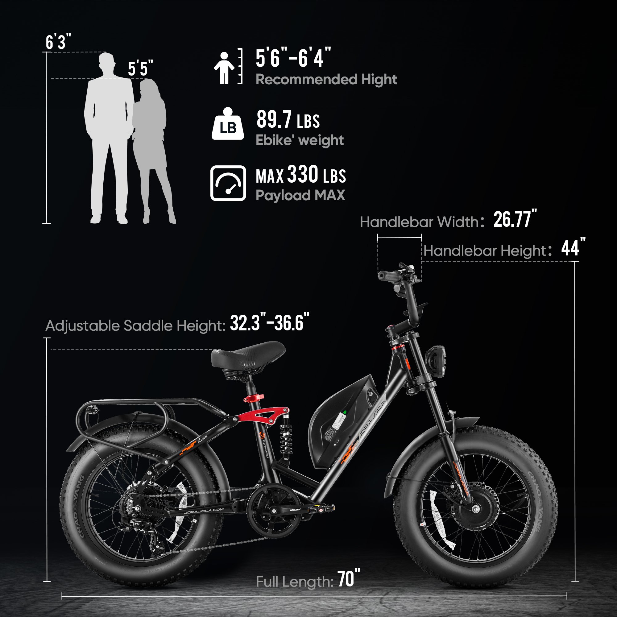 Eahora LUNA 2 1000w Dual Motor 48V 20Ah Full Suspension 20"*4.0" Fat Tire Electric City Bike
