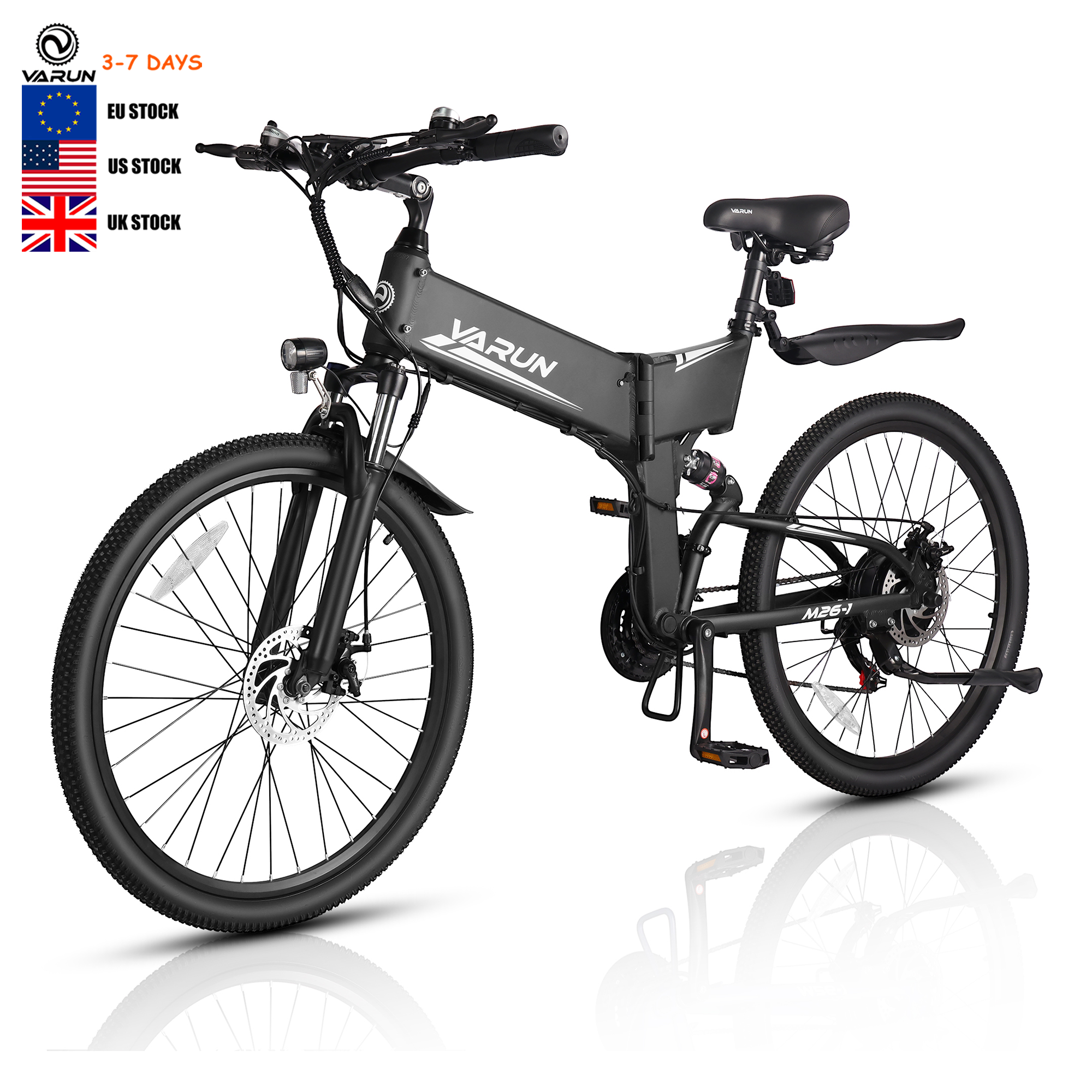 VARUN USA Warehouse Stock Drop Shipping Foldable Mountain Ebike MTB 26" 48V 500W Removable Battery Aluminum Electric City Bike