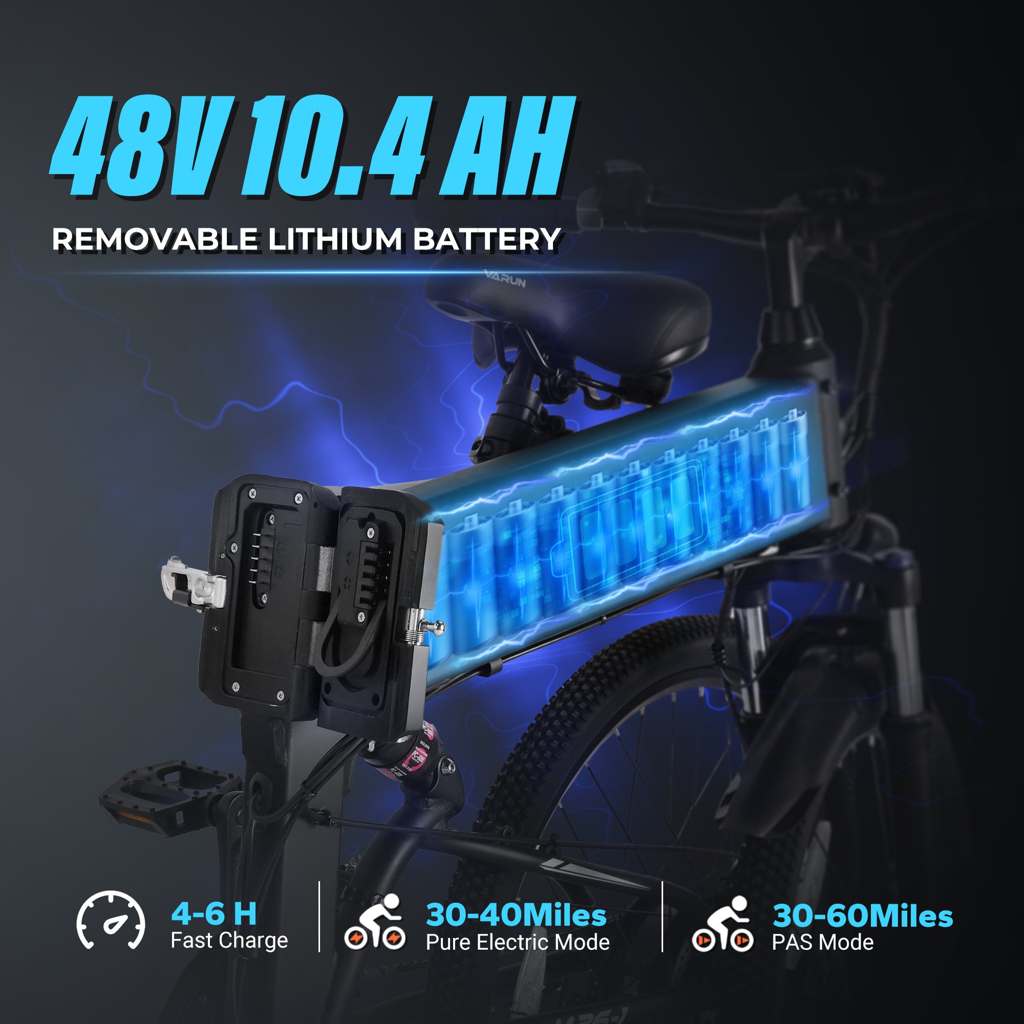 VARUN USA Warehouse Stock Drop Shipping Foldable Mountain Ebike MTB 26" 48V 500W Removable Battery Aluminum Electric City Bike