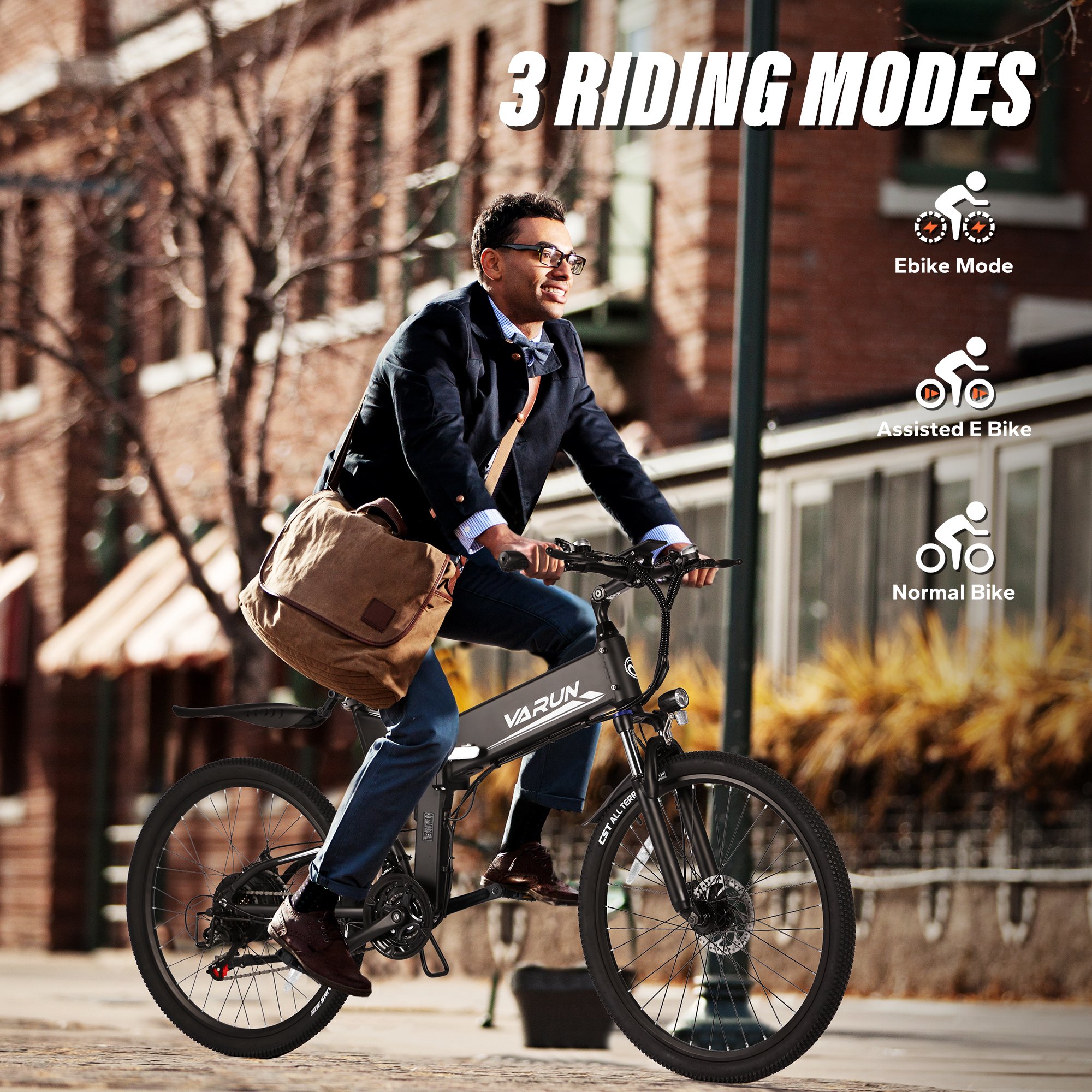 VARUN USA Warehouse Stock Drop Shipping Foldable Mountain Ebike MTB 26" 48V 500W Removable Battery Aluminum Electric City Bike