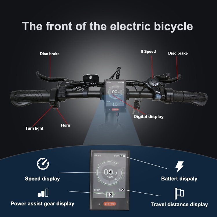 500W Central motor 48V 10.4AH Lithium Battery Mid Drive eBike 8 Speed Aluminum Alloy Fat Tire 26 inch Electric Mountain Bike