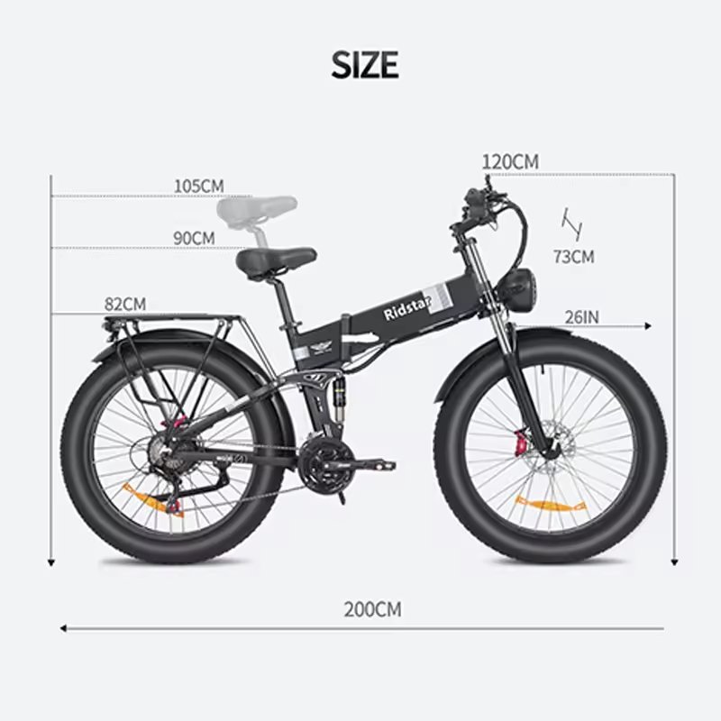 Ridstar H26 pro 1500W 20Ah Electric Mountain Folding Bike 26 inch Adult Electric Bike