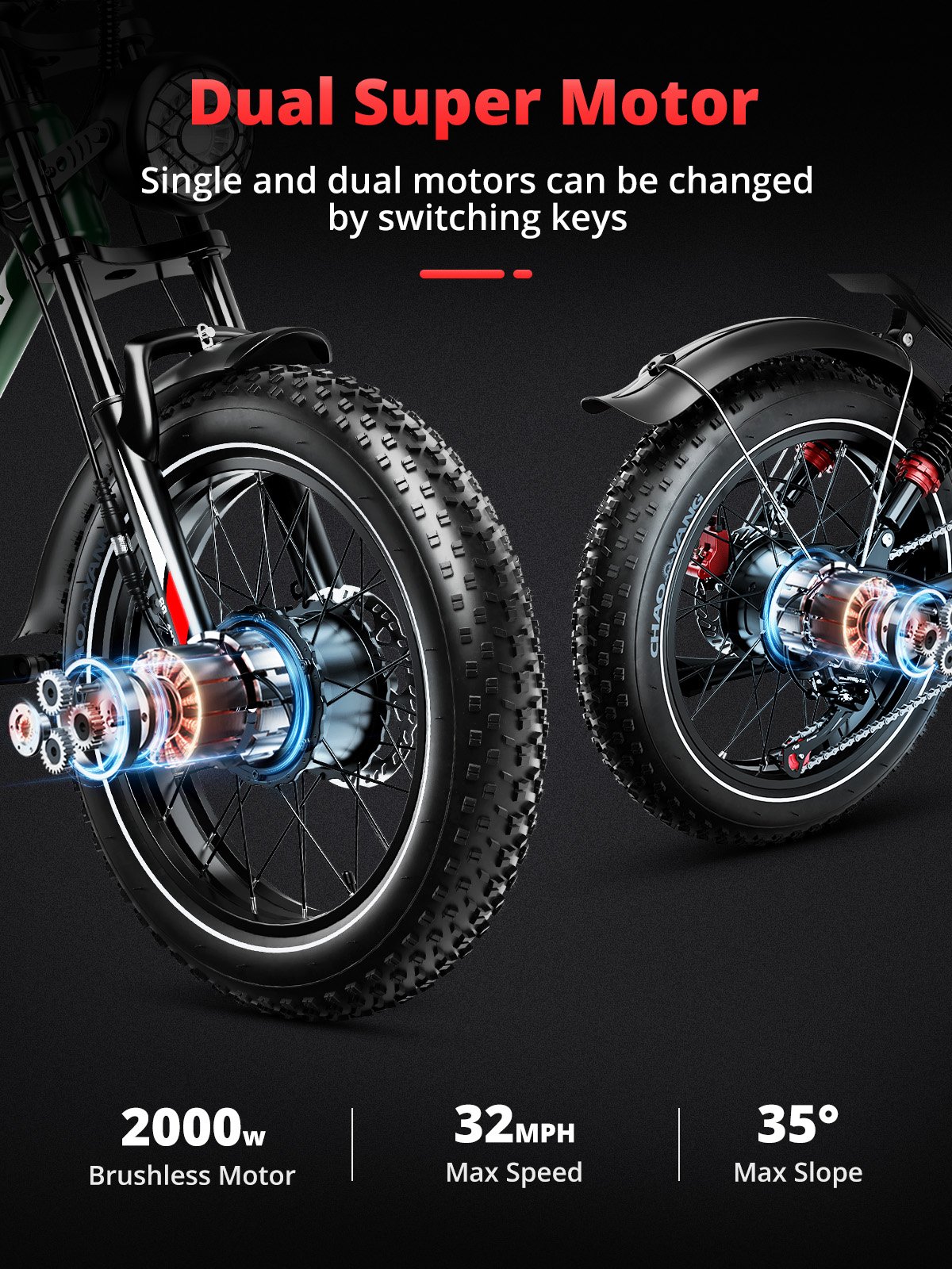 Electric Bicycle 25AH 2000W Mountain Ebike Fat Tire Mountain Moped Men's Road Hydraulic Oil Brake Electric Bike