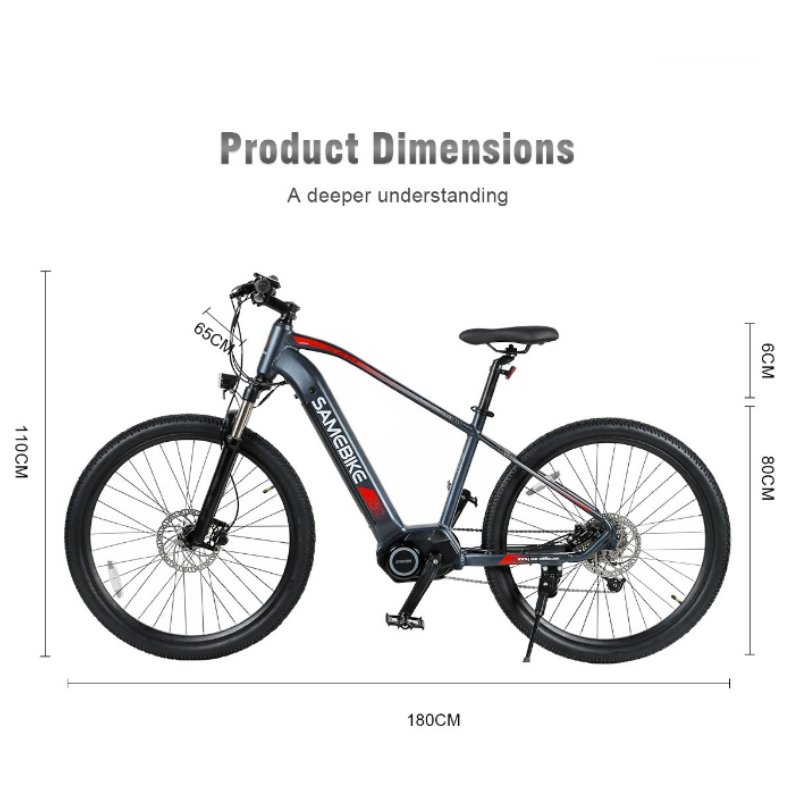 Samebike RS-A06 Electric Hybrid Bike 350W Motor Power 12.5ah Lithium Battery 26Inch Motorcycle Tire Integrated Electric Bike