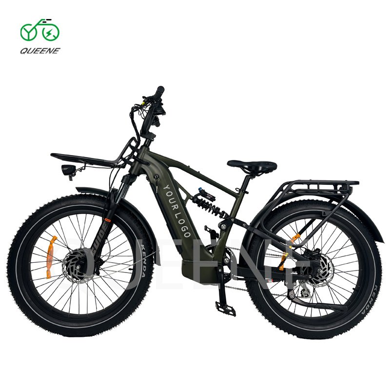 Queene Long range fat tire electric mountain bike hidden dual batteries Bicycle 1000w 52V 21ah Ebike china manufacturer
