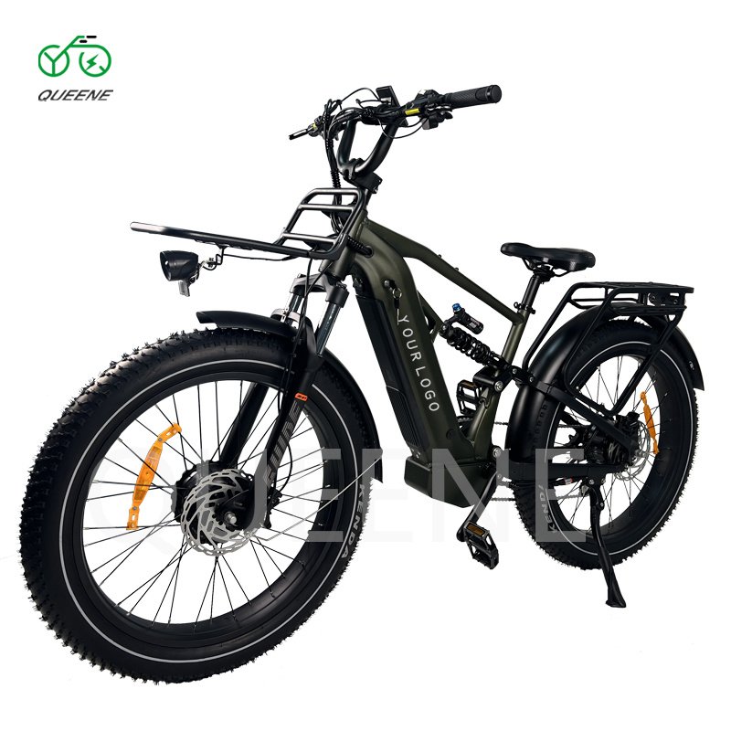 Queene Long range fat tire electric mountain bike hidden dual batteries Bicycle 1000w 52V 21ah Ebike china manufacturer