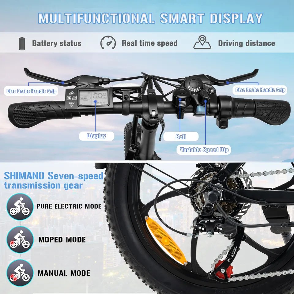 KOOLUX 250W/750W 48V/36V 14Ah/11.2Ah 20Inch Electric Bike Foldable Removable Battery Long Range Max Load E-Bike