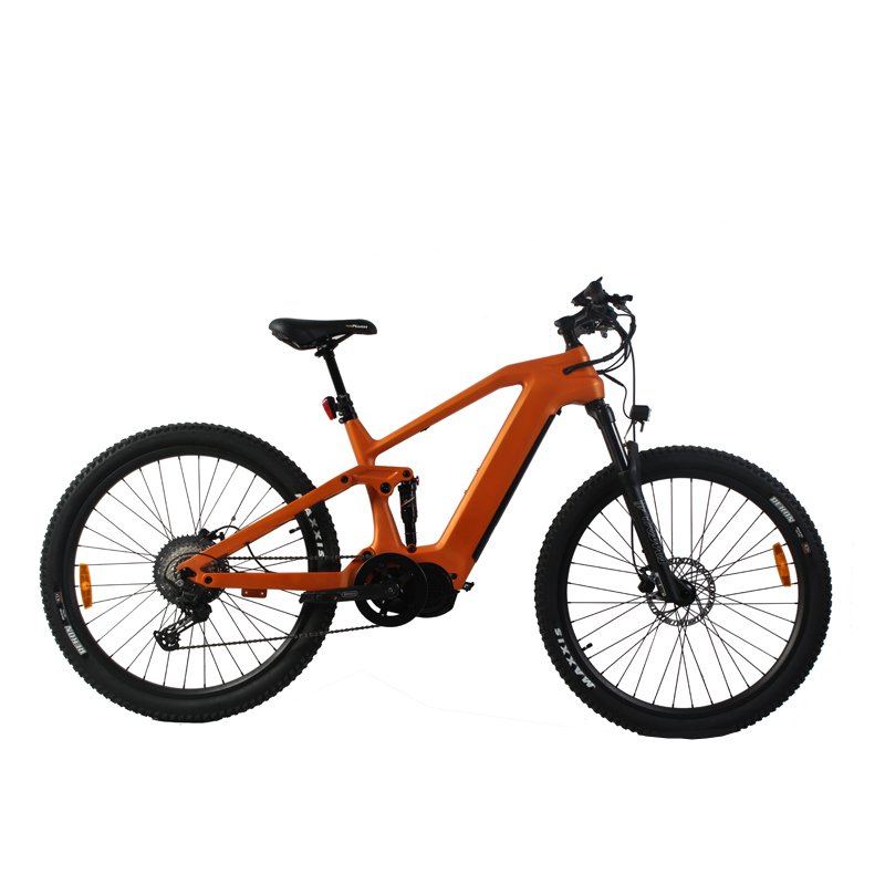 Carbon Fiber Frame Mid Driving Motor 52V 1000W Motor 52V 17.5Ah Battery Full Suspension EMTB Electric Mountain Bike