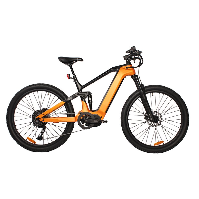 Carbon Fiber Frame Mid Driving Motor 52V 1000W Motor 52V 17.5Ah Battery Full Suspension EMTB Electric Mountain Bike