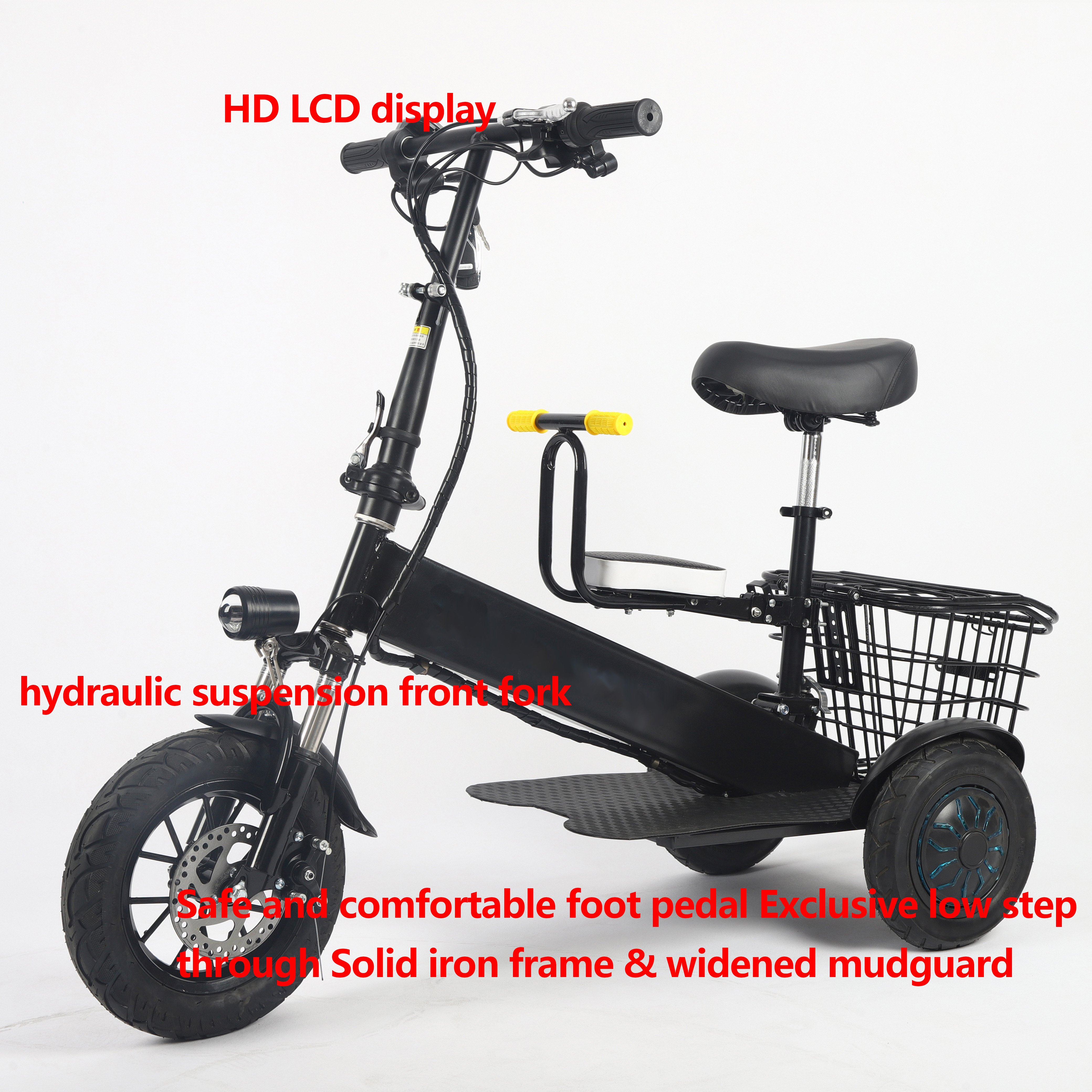 PILEYK lightweight electric city bike with box for store, electric tricycles with child seat, adult three wheels electric bike