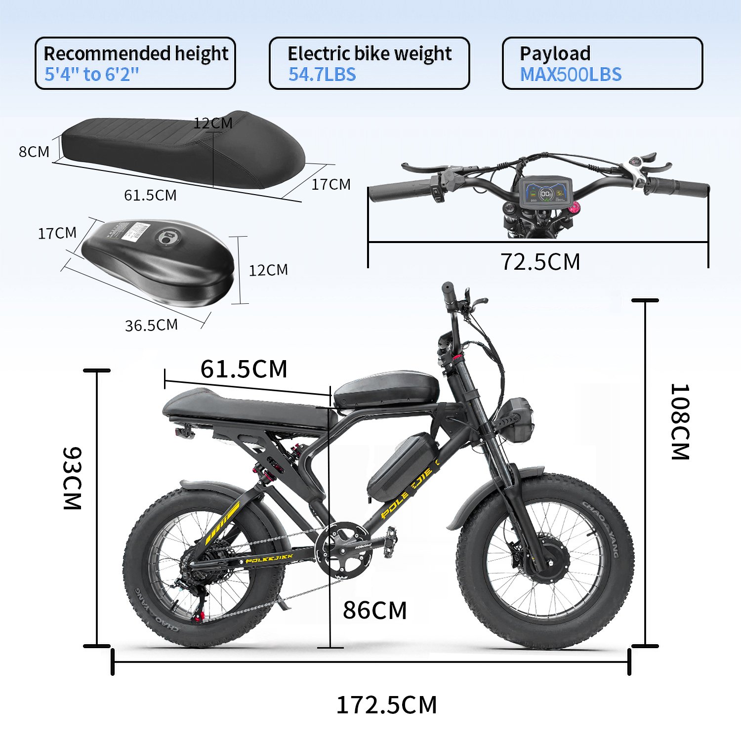 Dual Motor Downhill Ebike 20 Inch Full Suspension Electric Motocross Dirt Pit Fat Tire E Mountain Cross Bike 3000W Bicycle 60kmh
