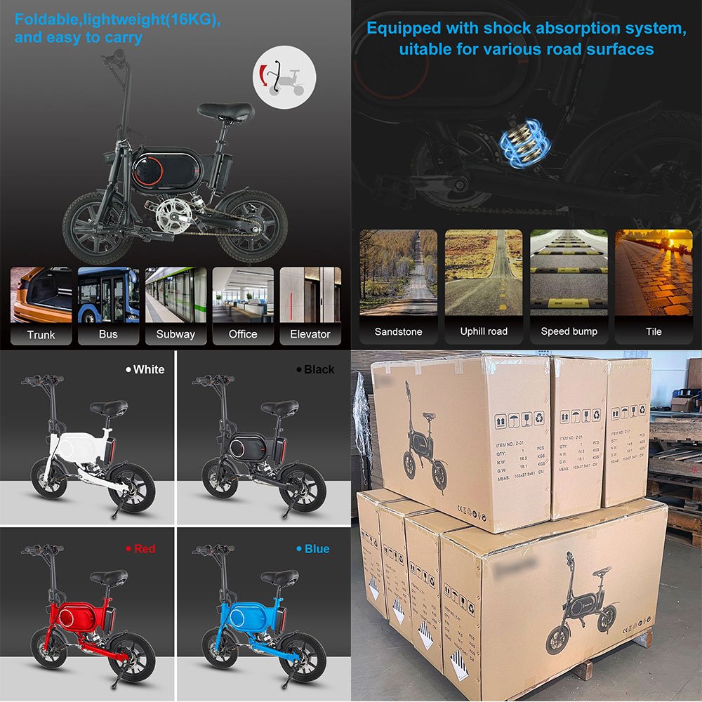 EU US warehouse 12 inches wheel 350w 7.5 ah Electric Folding Mini e bike elektric electric kick scooter bike
