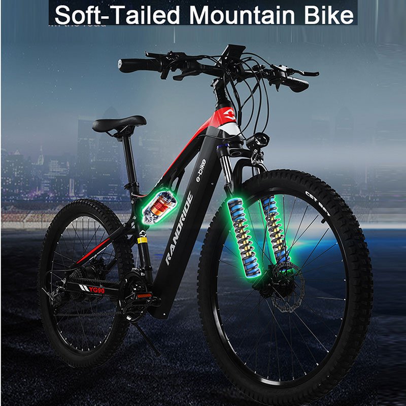 RANDRIDE 1000W 17AH Electric Mountain Bike 45 km/h 21 Speed Full Suspension 27.5/29 Inch Wheels Brushless Motor 50km/h Max