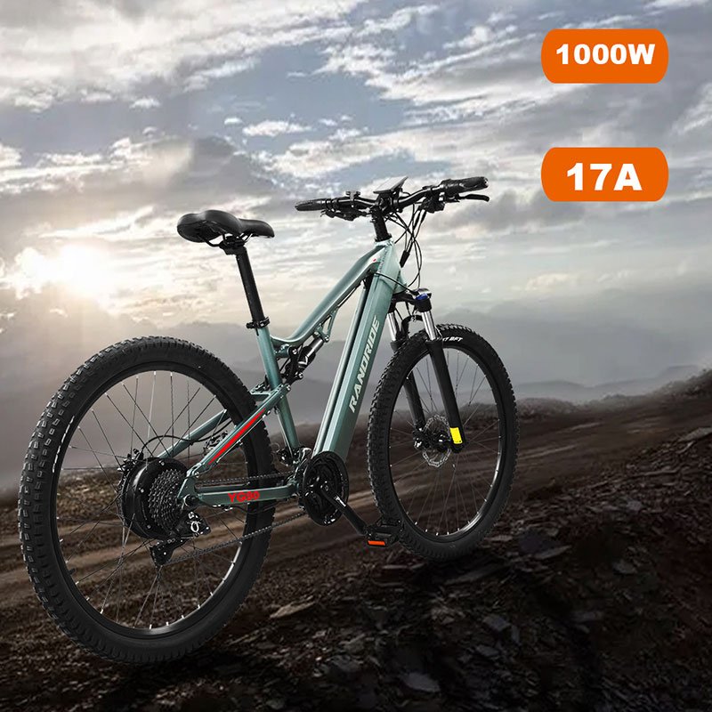 RANDRIDE 1000W 17AH Electric Mountain Bike 45 km/h 21 Speed Full Suspension 27.5/29 Inch Wheels Brushless Motor 50km/h Max