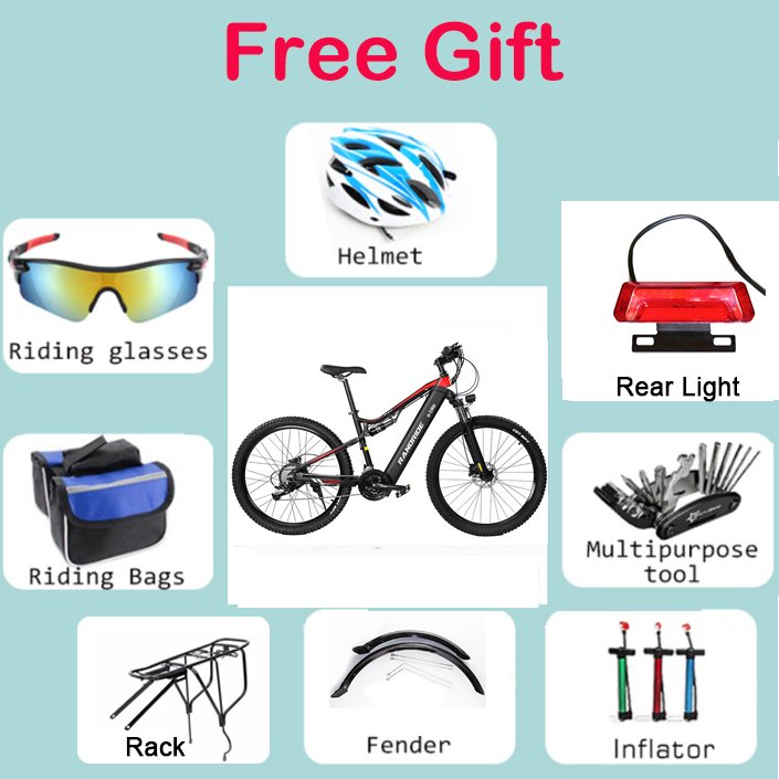 RANDRIDE 1000W 17AH Electric Mountain Bike 45 km/h 21 Speed Full Suspension 27.5/29 Inch Wheels Brushless Motor 50km/h Max