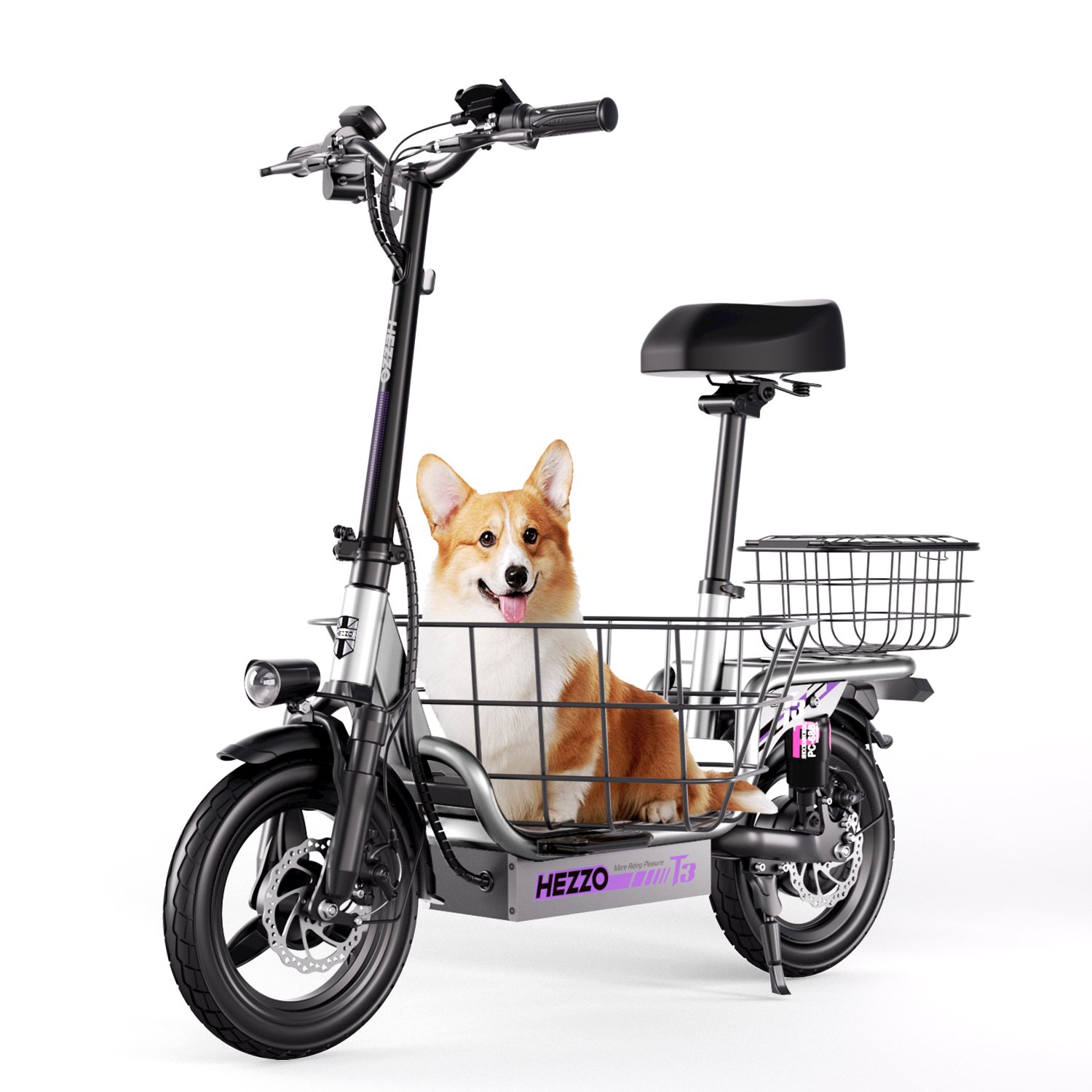 USA EU Stock HEZZO T3 Escooter 48V 500W 15Ah Foldable Moped City Ebike 20Mph Electric Scooters With Basket UL CE Approved