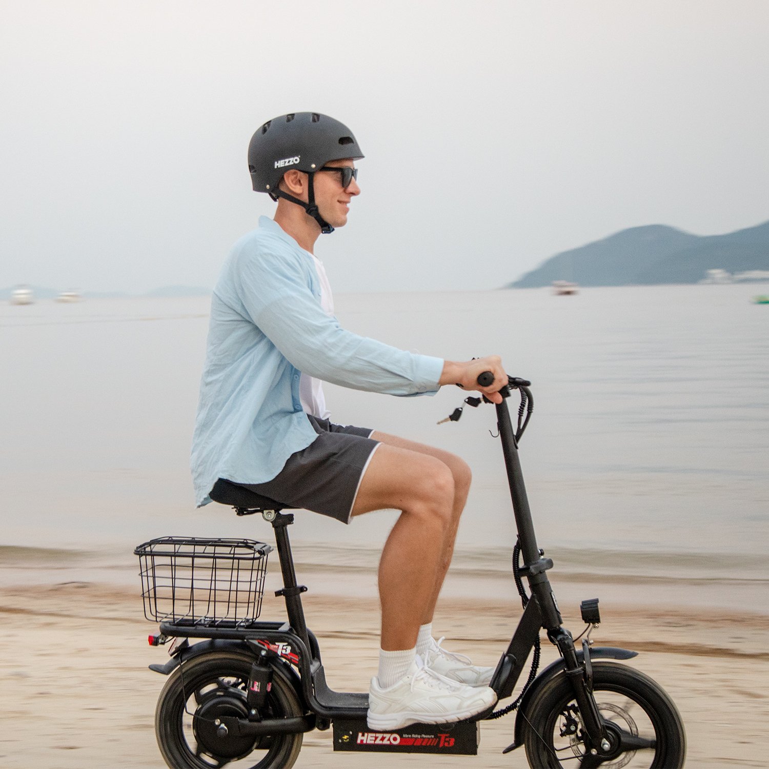 USA EU Stock HEZZO T3 Escooter 48V 500W 15Ah Foldable Moped City Ebike 20Mph Electric Scooters With Basket UL CE Approved