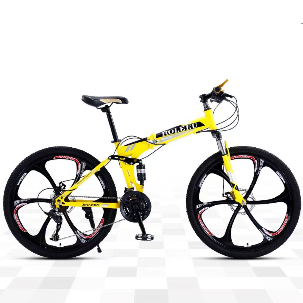 2024 Wholesale Quality Bicycle MTB 26Inch 21/24/27/30Speed Gear Mountain Folding Bike Adult Full Suspension Soft Tail Cycle