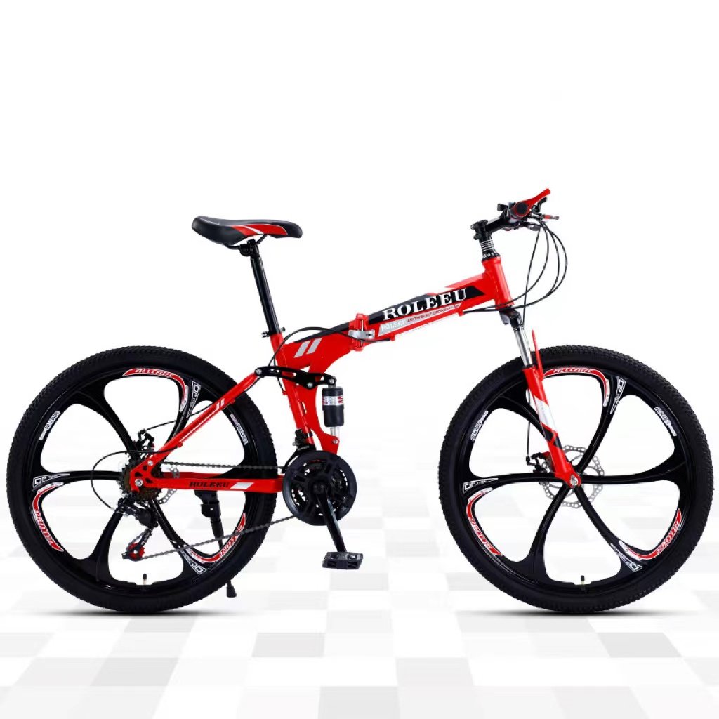 2024 Wholesale Quality Bicycle MTB 26Inch 21/24/27/30Speed Gear Mountain Folding Bike Adult Full Suspension Soft Tail Cycle